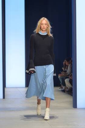 A model walks the runway at the Derek Lam Fashion Show during New York Fashion Week Spring Summer 2016 Collections in New York City on September 13, 2015.  NYP20150913975 ANDREAxHANKS