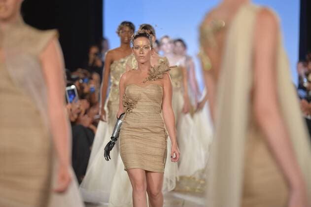 A model walks the runway at the FTL Moda Fashion Show during New York Fashion Week Spring Summer 2016 Collections in New York City on September 13, 2015.  NYP20150913968 ANDREAxHANKS