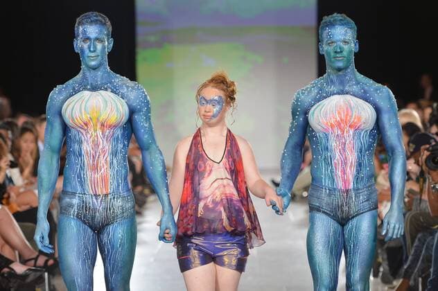 Model Madeline Stuart, who has Down s Syndrome, walks the runway at the FTL Moda Fashion Show during New York Fashion Week Spring Summer 2016 Collections in New York City on September 13, 2015.  NYP20150913972 ANDREAxHANKS