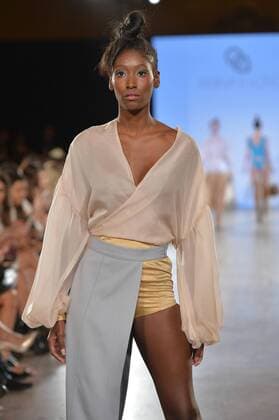 Hadassah Richardson walks the runway at the FTL Moda Fashion Show during New York Fashion Week Spring Summer 2016 Collections in New York City on September 13, 2015.  NYP20150913957 ANDREAxHANKS