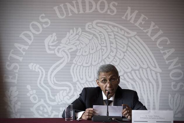 (150914) -- MEXICO CITY, Sept. 14, 2015 -- Egyptian Ambassador to Mexico Yasser Shaban attends a press conference on the death of two Mexican tourists who were killed during their trip in Egypt, in Mexico City, capital of Mexico, on Sept. 14, 2015. Mexican government on Monday demanded Egypt launch a swift and in-depth investigation into the accidental airstrike on a convoy of tourists including 15 Mexicans. Alejandro Ayala) (rtg) MEXICO-MEXICO CITY-EGYPT-TOURIST-ATTACK-CONFERENCE e AlejandroxAyala 
