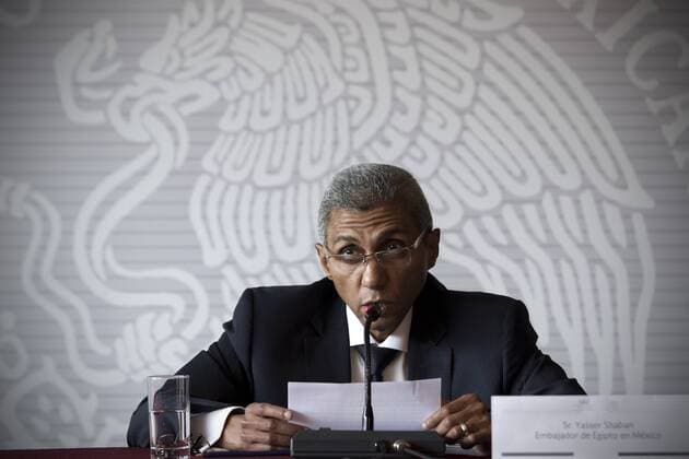 (150914) -- MEXICO CITY, Sept. 14, 2015 -- Egyptian Ambassador to Mexico Yasser Shaban attends a press conference on the death of two Mexican tourists who were killed during their trip in Egypt, in Mexico City, capital of Mexico, on Sept. 14, 2015. Mexican government on Monday demanded Egypt launch a swift and in-depth investigation into the accidental airstrike on a convoy of tourists including 15 Mexicans. Alejandro Ayala) (rtg) MEXICO-MEXICO CITY-EGYPT-TOURIST-ATTACK-CONFERENCE e AlejandroxAyala 