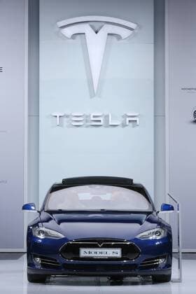 Frankfurt Germany, 15.09.2015 - TESLA Model S at the 66th International Motor Show IAA 2015 (Internationale Automobil Ausstellung, IAA) in Frankfurt Main, Germany ---