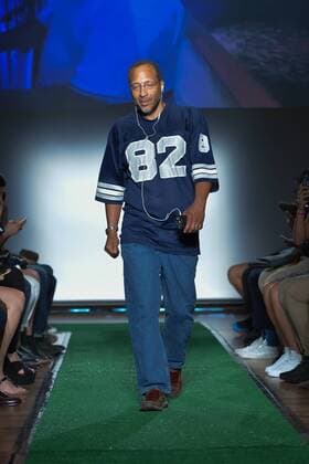 A model walks the runway at a Dad Fashion show held by Josh Ostrovsky, aka The Fat Jew , during New York Fashion Week Spring Summer 2016 in New York City on September 16, 2015.  NYP201509162035 ANDREAxHANKS