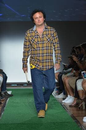 A model walks the runway at a Dad Fashion show held by Josh Ostrovsky, aka The Fat Jew , during New York Fashion Week Spring Summer 2016 in New York City on September 16, 2015.  NYP201509162039 ANDREAxHANKS