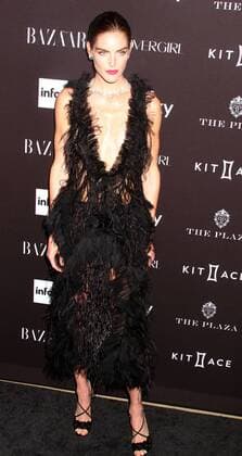 Sept. 16, 2015 - New York, New York, U.S. - Model HILARY RHODA attends the 2015 HARPER S BAAZAR celebrates ICONS red carpet held held at the Plaza Hotel, New York U.S. - ZUMAk03_