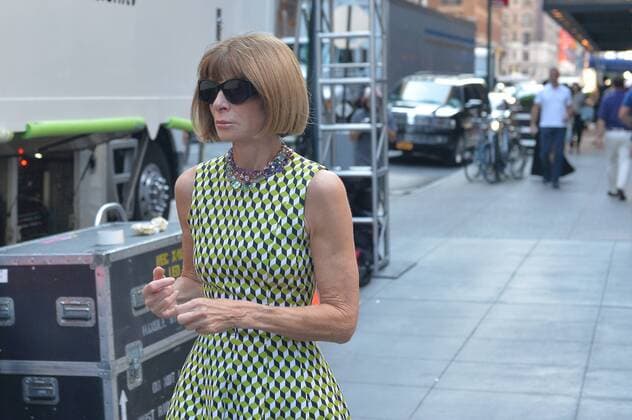 Anna Wintour approaches The Ziegfeld Theater just before the Marc Jacobs Runway Collection for Spring Summer 2016 is presented during New York Fashion Week in New York City on September 17, 2015.  NYP201509172114 ANDREAxHANKS
