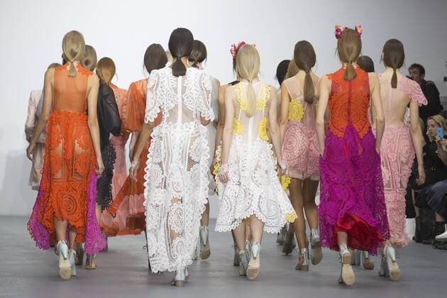 London, UK. 18 09 2015. London Fashion Week runway show of designer Bora Aksu at the BFC Show Space in Brewer Street. London Fashion Week, Bora Aksu, London, UK 