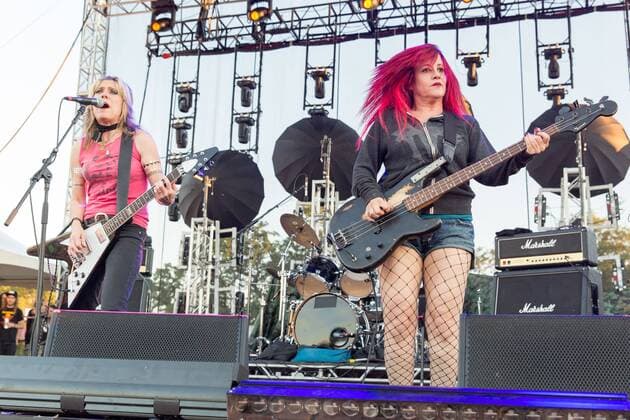 Sept. 13, 2015 - Chicago, Illinois, U.S - DONITA SPARKS and JENNIFER FINCH (L-R) of L7 perform live during Riot Fest at Douglas Park in Chicago, Illinois Chicago U.S. - ZUMAs135