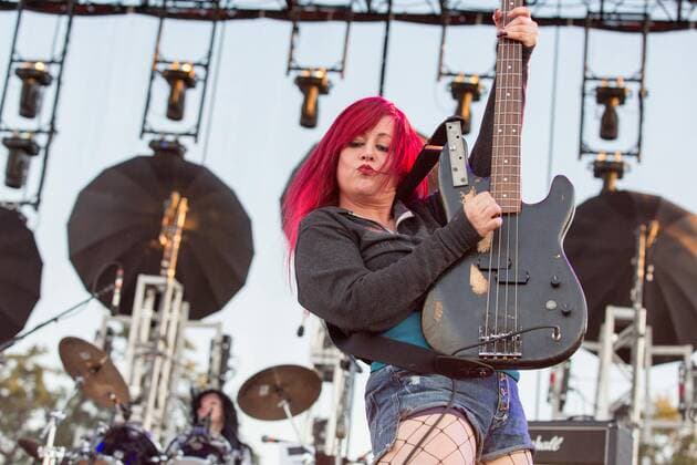 Sept. 13, 2015 - Chicago, Illinois, U.S - Bassist JENNIFER FINCH of L7 performs live during Riot Fest at Douglas Park in Chicago, Illinois Chicago U.S. - ZUMAs135