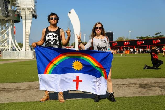 RIO DE JANEIRO, Brazil - 09 19 2015: ROCK IN RIO 2015 - Couple of Pernambuco during Rock in Rio 2015.  Andr?xHorta