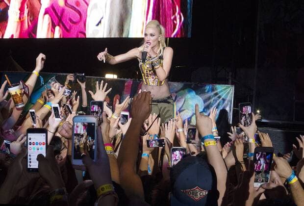 Sept. 18, 2015 - San Diego, CA, USA - September 18, 2015 - San Diego, California, USA - Fans use their cell phones to record Gwen Stefani of the band No Doubt as the band headlined day one of the Kaaboo Festival at the Del Mar Fairgrounds. San Diego USA - ZUMAa97_