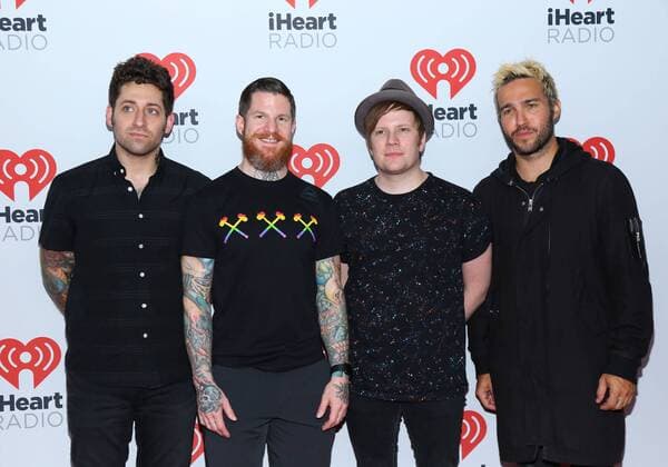 Fall Out Boy arrives for the iHeartRadio Music Festival at the MGM Grand in Las Vegas, Nevada on September 19, 2015.  LAV20150919161 JAMESxATOA