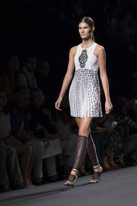Sept. 21, 2015 - Madrid, Spain - A model showcases designs by Alvarno on the runway at the Alvarno show during Mercedes-Benz Fashion Week Madrid Spring Summer 2016 at Ifema on September 21, 2015 in Madrid, Spain. Madrid Spain  - ZUMAn230