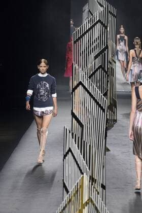 Sept. 21, 2015 - Madrid, Spain - A model showcases designs by Alvarno on the runway at the Alvarno show during Mercedes-Benz Fashion Week Madrid Spring Summer 2016 at Ifema on September 21, 2015 in Madrid, Spain. Madrid Spain  - ZUMAn230