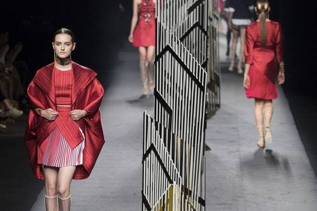 Sept. 21, 2015 - Madrid, Spain - A model showcases designs by Alvarno on the runway at the Alvarno show during Mercedes-Benz Fashion Week Madrid Spring Summer 2016 at Ifema on September 21, 2015 in Madrid, Spain. Madrid Spain  - ZUMAn230