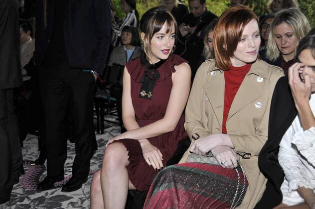 Milan Fashion Week, Women Spring Summer 2016. Milano, Moda Donna, Primavera Estate 2016.GUCCI arrivals Pictured: Dakota Johnson Alexa Chung  RiccardoxGiordano