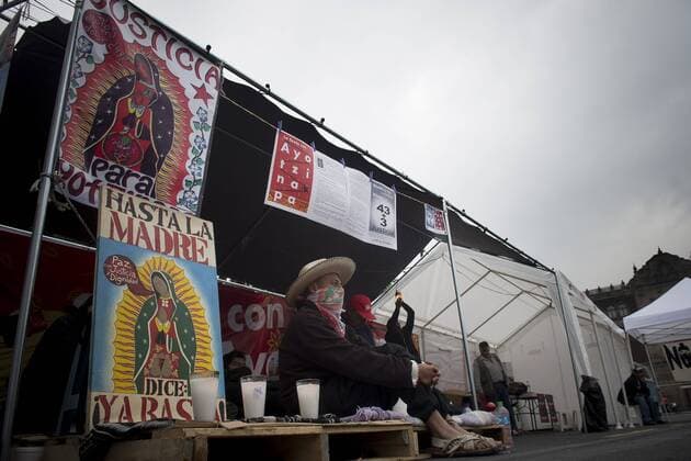 Sept. 24, 2015 - Mexico City, Mexico City, MX - Parents of the 43 missing Ayotzinapa students began a hunger strike ahead of the one-year anniversary of the tragedy, in central Mexico City on Thursday. Mexico City MX - ZUMAa136