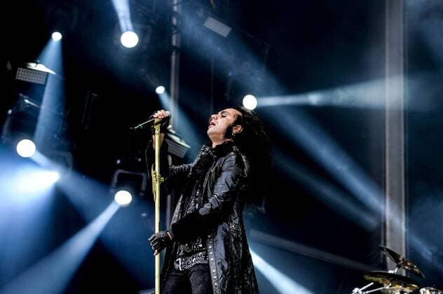 RIO DE JANEIRO, Brazil - 09 25 2015: ROCK IN RIO 2015 - The MOONSPELL + DERRICK GREEN Band performs at Sunset Stage on five days of the festival, during Rock in Rio 2015.  MarceloxCortes