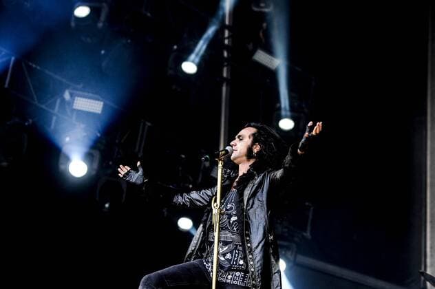 RIO DE JANEIRO, Brazil - 09 25 2015: ROCK IN RIO 2015 - The MOONSPELL + DERRICK GREEN Band performs at Sunset Stage on five days of the festival, during Rock in Rio 2015.  MarceloxCortes