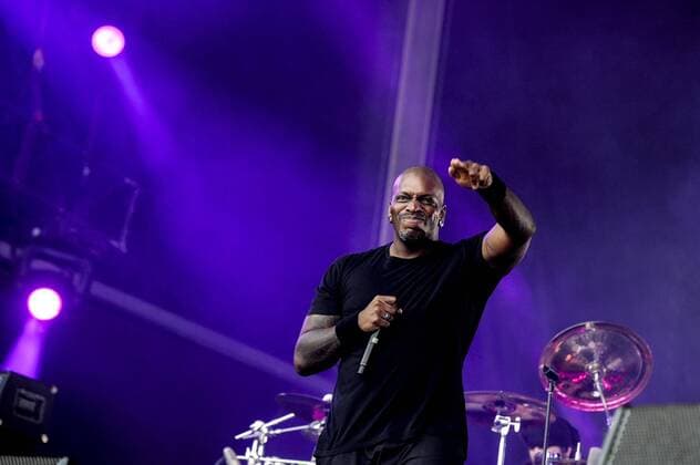 RIO DE JANEIRO, Brazil - 09 25 2015: ROCK IN RIO 2015 - The MOONSPELL + DERRICK GREEN Band performs at Sunset Stage on five days of the festival, during Rock in Rio 2015.  MarceloxCortes