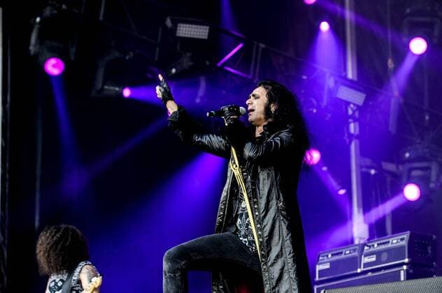 RIO DE JANEIRO, Brazil - 09 25 2015: ROCK IN RIO 2015 - The MOONSPELL + DERRICK GREEN Band performs at Sunset Stage on five days of the festival, during Rock in Rio 2015.  MarceloxCortes
