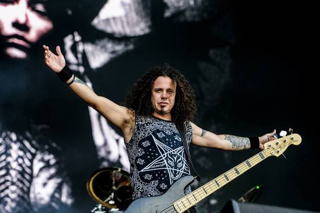 RIO DE JANEIRO, Brazil - 09 25 2015: ROCK IN RIO 2015 - The MOONSPELL + DERRICK GREEN Band performs at Sunset Stage on five days of the festival, during Rock in Rio 2015.  MarceloxCortes