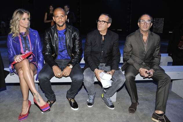 Milan Fashion Week, Women Spring Summer 2016. Milano, Moda Donna, Primavera Estate 2016. VERSACE arrivalsPictured: Roberta Melo Felipe Melo  RiccardoxGiordanox Fotosicki