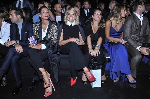 Milan Fashion Week, Women Spring Summer 2016. Elisabetta Franchi front row Pictured: Elaina Coker Simona Ventura  RiccardoxGiordanox Fotosicki