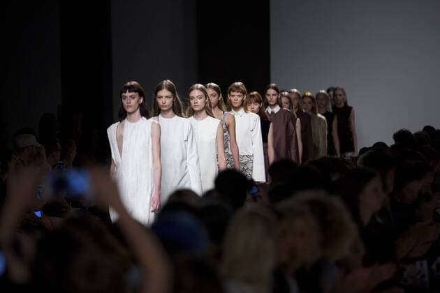 Models present creations by Gabriele Colangelo during the Milan Fashion Week Sping Summer 2016 in Milan, Italy, on Sept. 26, 2015. ) ITALY-MILAN-FASHION WEEK JinxYu 