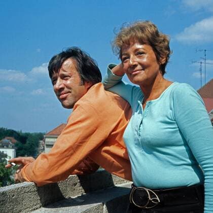 Das deutsche Schauspielerehepaar Heinz Baumann und Gardy Brombacher, Deutschland 1970er Jahre. German actor couple Heinz Baumann and Gardy Brombacher, Germany 1970s. 6x6Dia69 Copyright: HeinzxBrowers UnitedArchives1000472