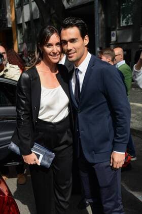 Milano, Guests arrivals at the Giorgio Armani fashion show, Milan Fashion week. Pictured: Flavia Pennetta, Fabio Fognini  Comi Terenghi