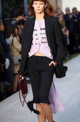 A model takes to the catwalk during the presentation of Each x Other s collection as part of the 2016 Spring-Summer ready-to-wear Fashion Week in Paris, on September 29, 2015.  PAR20150929112 MAYAxVIDON-WHITE