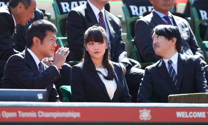 Princess Kiko and Prince Akishinomiya watch Joao Sousa vs Lopez Feliciano at the Rakuten Japan Open Tennis Championships 2015 at Ariake colosseum Tokyo Japan on 7 Oct 2015.  (peda002701)