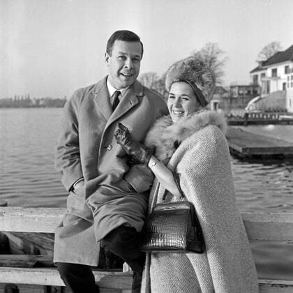 Die österreichische Schauspielerin Christiane Hörbiger mit ihrem ersten Ehemann, dem Regisseur Wolfgang Glück, Anfang 1960er Jahre. Copyright: Roba SiegfriedxPilz UnitedArchives04200