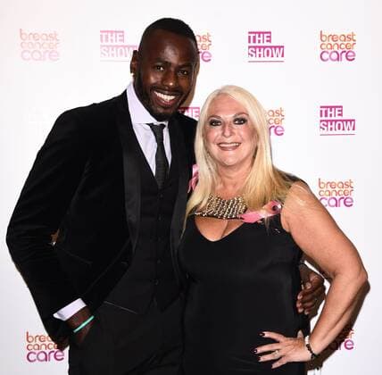 The Breast Cancer Care Fashion Show 2015 London, UK. Ben Ofoedu and Vanessa Feltz at The Breast Cancer Care Fashion Show at Grosvenor House, Park Lane, London on Wednesday 7 October 2015. LMK392 -58339-081015 