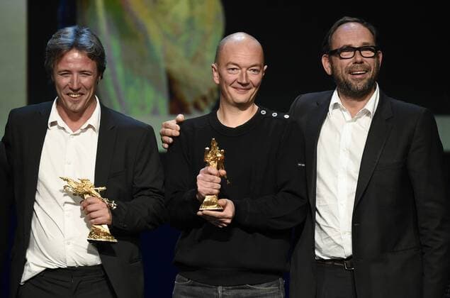 - NAMUR, BELGIUM: Samuel Collardey and Olivier Gourmet pictured during the Ceremonie des Bayard prize award ceremony at the 30th edition of the FIFF Festival Internationale du Film Francophone de Namur, Friday 09 October 2015, in Namur.  JOHNxTHYS 04717577