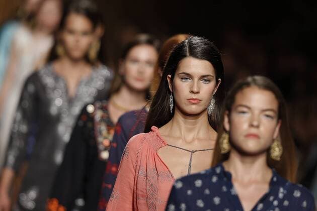 Oct. 10, 2015 - Lisbon, Portugal - Model presents spring summer 2016 creation by designer Christophe Sauvat during the 45rd edition of Moda Lisboa Fashion Week at the Patio da Gale on Terreiro do Paco Square in Lisbon on October 10, 2015. NURPHOTO CARLOS PALMA. Lisbon Portugal  - ZUMAn230