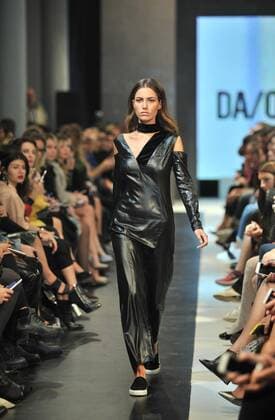 (151011) -- TBILISI, Oct. 11, 2015 -- A model presents a creation by Dalood from Georgia during the Tbilisi Spring Fashion Week 2016, in Tbilisi, capital of Georgia, on Oct. 11, 2015. ) GEORGIA-TBILISI-SPRING FASHION WEEK-CLOSING CEREMONY KulumbegashvilixTamuna 