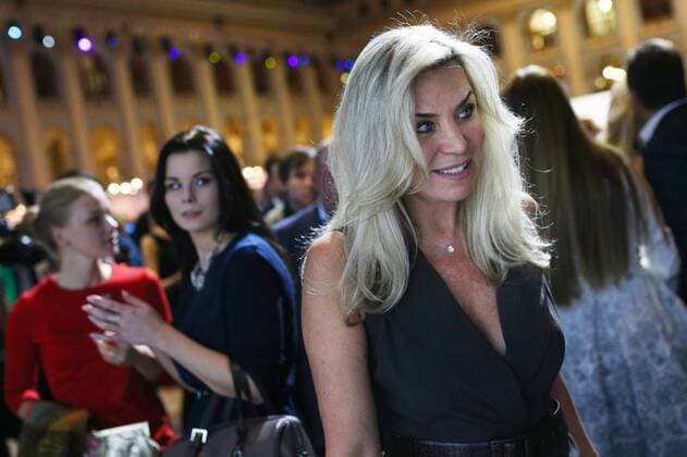 MOSCOW, RUSSIA. OCTOBER 13, 2015. Designer Valentin Yudashkin s wife Marina (front) at the 34th Moscow Fashion Week, in Gostiny Dvor. Sergei Bobylev TASS  TS00FBE5