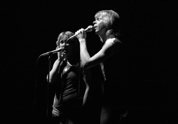 Schwedische Popgruppe ABBA, Anni-Frid Lyngstad und Benny Adersson, Konzert 1979 in der Böblinger Sporthalle. Schwedische Popgruppe ABBA, Anni-Frid Lyngstad und Benny Adersson, Konzert 1979 in der Böblinger Sporthalle.