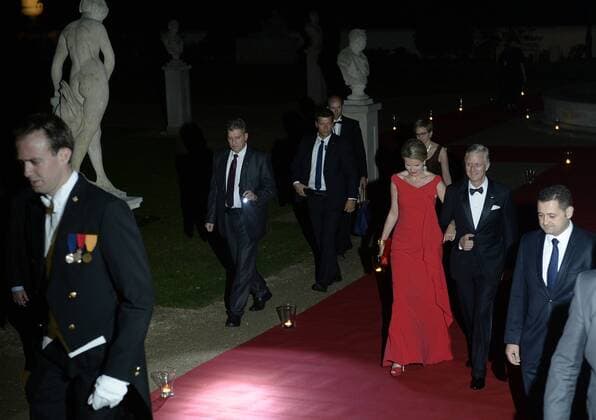 - WARSAW, POLAND: Queen Mathilde of Belgium and King Philippe - Filip of Belgium arrive for a recital by an ensemble of the National Orchestra of Belgium, at the Royal Theatre of the Old Orangery in Warsaw, Poland, on the second day of a three days State Visit of Belgium in Poland, Wednesday 14 October 2015.  ERICxLALMAND 04721059