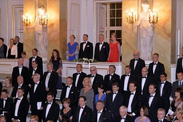 - WARSAW, POLAND: Poland s First Lady Agata Kornhauser-Duda, Poland s President Andrzej Duda, King Philippe - Filip of Belgium and Queen Mathilde of Belgium pictured during a recital by an ensemble of the National Orchestra of Belgium, at the Royal Theatre of the Old Orangery in Warsaw, Poland, on the second day of a three days State Visit of Belgium in Poland, Wednesday 14 October 2015.  ERICxLALMAND 04721056