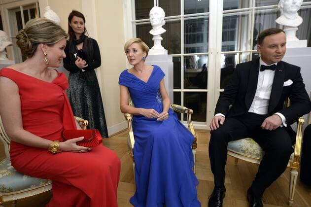 - WARSAW, POLAND: Queen Mathilde of Belgium, Poland s First Lady Agata Kornhauser-Duda and Poland s President Andrzej Duda pictured after a recital by an ensemble of the National Orchestra of Belgium, at the Royal Theatre of the Old Orangery in Warsaw, Poland, on the second day of a three days State Visit of Belgium in Poland, Wednesday 14 October 2015.  POOLxCHRISTOPHExLICOPPE 04721069