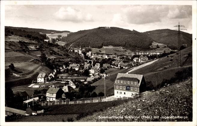 Gräfenthal Thüringen, Stadtansicht mit Jugendherberge !AUFNAHMEDATUM GESCHÄTZT!