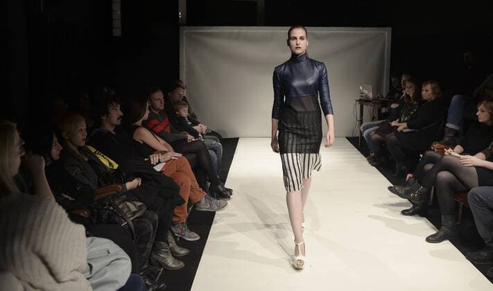 Oct. 15, 2015 - Krakow, Poland - A model displays Karolina Kosidlo s collection during the Interdisciplinary Fashion Show at the 40th OFF CTR Festival, Theatre Barakah, Krakow, Poland. 16 October 2015. Photo by: Krakow Poland  - ZUMAn230