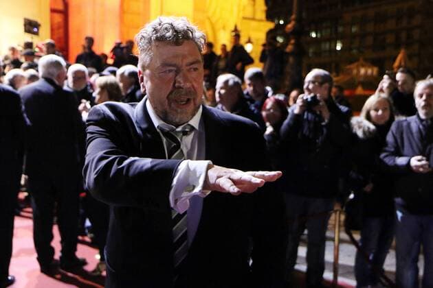 16.10.2015, Frankfurt, Alte Oper, roter Teppich, red Carpet Verleihung des Hessischen Film- und Kinopreises 2015 Schauspieler Armin Rohde auf dem roten Teppich