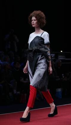 MOSCOW, RUSSIA. OCTOBER 16, 2015. A model wears a creation by designer Sergey Sysoyev for a spring summer 2016 collection at Plus Size Fashion Weekend Show during the 34th Moscow Fashion Week in Gostiny Dvor. Artyom Geodakyan TASS  TS00FFC2