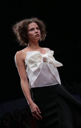 MOSCOW, RUSSIA. OCTOBER 16, 2015. A model wears a creation by designer Sergey Sysoyev for a spring summer 2016 collection at Plus Size Fashion Weekend Show during the 34th Moscow Fashion Week in Gostiny Dvor. Artyom Geodakyan TASS  TS00FFC8