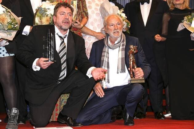 Armin Rohde und Michael Gwisdek bei der Verleihung vom Hessischen Film- und Kinopreis 2015 in der Alten Oper. Frankfurt, 16.10.2015 Foto:xP.xBackx xFuturexImage